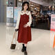 Maternity dress spring and autumn new design sense maternity wear loose doll collar shirt + vest sweet age-reducing trend red two-piece set L