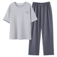 Siete lobo (SW1960) Pantalones largos de manga corta El traje de gran tamaño de verano de pijama de pijama se puede usar en el exterior para ropa casera de verano para hombres 13077 l