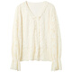 Sancai 2025 Winter New Lace Shirt V-neck Small Shirt Bell Sleeve Splicing Pullover Elegant M