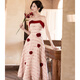 ACJK French toast dress bride 2025 new sexy tube top engagement dress dress pink home dressing gown for women pink_22352 M