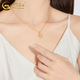 CHINA GOLD Bow Peace Buckle Gold Necklace Women's Fugitive Princess Gold Pendant Valentine's Day Birthday Gift for Girlfriend Today/Next Day Delivery Peace Buckle Bow + S925 Chain About 0.3g