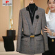 Pierre Cardin coffee color versatile suit suit for women in autumn and winter, thick herringbone pattern, fashionable and simple commuter suit, coffee color jacket + coffee color sweater + coffee color pants (comes with corsage + belt) 2XL 125-145Jin Jin is equal to 0.5 kg