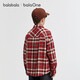 Bala BalaOne Boys' Shirt Children's Big Children's New Children's Clothes Autumn and Winter Plus Velvet Warm Plaid Red Tone 00366 140