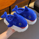 Winter children's cotton slippers, boy's shark bag heel, warm and furry, cute girl's home baby anti-slip cotton slippers, blue slippers 12, 28/29 size (shoe length 17CM, suitable for feet 16