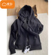 Cotton American hooded slim cardigan sweater for women in spring and autumn 2025 new small high-end top coat 9001 white and gray [regular high quality 28] L 100-120Jin [Jin equals 0.5 kg]