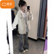Cotton American Retro Retro Caboded Cardigan Pull pour les femmes au printemps et à l'automne 2025 Nouvelle tendance surdimensionnée Veste décontractée lâche K1638 mètres gris [Haute qualité régulière 30,5] L 100-120Jin [Jin est égal à 0,5 kg]