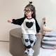 Inglés británico [código roto] Girls Spring New Ragsling Manga Bow Love Set de dos piezas Baby Girls Style Style Par Gray 90 cm