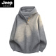 JEEP SPIRIT American Henry Collar Hooded Sweater Men's Lazy Autumn and Winter New Loose Knitted Sweater Casual Jacket Misty Black Gray XL 120-140Jin Jin is equal to 0.5 kg