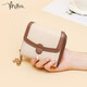 Коротко -кошелек Miaoli Cowhide Короткий кошелек для женщин мини -молния монета на молнии простая складной кошелек с несколькими картами большие способности студенческий кошелек