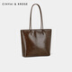 CinvaiKrose large-capacity bag women's bag 2025 new college student tote bag commuting shoulder bag birthday gift for girlfriend Brown Brown [Give away ornament] Send girlfriend wife's heart
