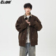 CLOR fake two-piece jacket men's autumn and winter style handsome casual all-match plaid lapel boys jacket JK11 brown XL
