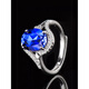 Ten-leaf sapphire ring s925 silver for women, fashionable and personalized, Korean version with diamonds, simple sterling silver tanzanite inlaid with diamonds for mother, sterling silver sapphire ring + certificate, adjustable finger ring