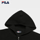 FILA 斐乐官方女士编织衫2025冬季新款休闲宽松连帽拉链毛衣开衫 正黑色-BK XL 175/92A/XL