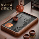 Tea tray, household high-end imitation black gold stone tea tray, office small tea set, drain tray, dry tea tray 1-Ebony Color-Carp Yuelang Tea Tray (Small) 39.5*26*5.5