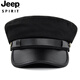 JEEP SPIRIT hat men's autumn and winter beret autumn and winter metal buckle octagonal hat octagonal hat woolen hat flat hat Republic of China trendy style BE123-1 black M (56-58cm)