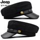 JEEP SPIRIT hat men's autumn and winter beret autumn and winter metal buckle octagonal hat octagonal hat woolen hat flat hat Republic of China trendy style BE123-1 black M (56-58cm)