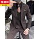 Hengyuanxiang Spring and Autumn Suit Men's Jacket Groom Wedding Dress Coffee Color Business Work Professional Formal Suit Suit Men Coffee Color (suit + vest + trousers, black shirt tie) S 46