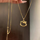 Xingu gold 999 hollow pendant cute Hello Kitty necklace Valentine's Day imitation gold color gift kt cat pendant for girlfriend 0.98g
