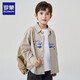 Romon Boys Long Sleeve Striped Casual Shirt Children's Versatile Top College Style Boys 2026 Spring and Autumn Jacket Beige 160