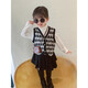 Girls Sweater Vest 2025 Spring and Autumn New Style Children's Knitted Vest Baby Retro Jacquard Cardigan Top Black BF074 Classic Diamond Vest 120