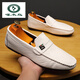 Woodpecker Peas Shoes Men's Spring New Men's Shoes Korean Style Versatile Men's Casual Leather Shoes One-Piece Driving Lazy Shoes 825 White 40 (Wide Feet, Fat Feet, One Size Larger)
