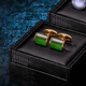 KFLK men's cufflinks French light luxury shirt cuff buttons metal cuff nails high-end shirt green cuff buttons custom lettering green