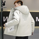 Playboy Men's Thin Down Jacket Thickened Warm Trendy Brand Hooded Work Jacket Student Handsome Casual Jacket 915 Meter Gray (Down Jacket) L 110 to 125 Jin Jin equals 0.5 kg