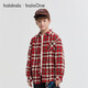 Bala BalaOne Boys' Shirt Children's Big Children's New Children's Clothes Autumn and Winter Plus Velvet Warm Plaid Red Tone 00366 140