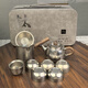 Wekodao pure titanium tea set high-end travel tea set gift box Kung Fu tea set outdoor camping portable tea cup teapot 9-piece set pure titanium travel set 9 pieces