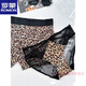 ROMON Couple Underwear Leopard Print Lace Sexy Hot Women's Briefs Transparent Low Waist Men's Boxer Briefs Couple Thin 840 Thong Couple Suit L Men's Size + Women's One Size