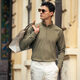 Mr. Bu Bu Bu Bu stand collar half-tight grinding long-sleeved T-shirt 2025 autumn new color top men BT16861 wheat straw green 2XL 185