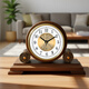 Hense European Retro Solid Wood Table Clock Living Room TV Cabinet Desktop Clock Home Office Decorative Clock HD552 Walnut