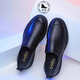 Goldlion men's shoes autumn round toe cowhide business casual leather shoes black men's genuine leather soft sole soft surface dad shoes black slip-on 40