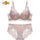 MIDNITE STAR new high-end sexy lace bra without rims, small breast push-up bra, women's push-up show big set, pink suit, no rims, 70A 32B (thin at the top and thick at the bottom)