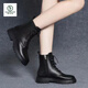 Zapatos para mujeres de carpintería de carpintería para mujeres Botas de cuero de cuero genuino para mujeres Botas de nieve de otoño y otoño de otoño y invierno botas cortas botas para mujeres negras más lana 40 tamaño estándar