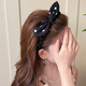Hua Shike Korean style polka dot bow headband for women 2025 new high-end sense with teeth pressure hair high head non-slip face wash headband 1# black polka dot-rabbit ear headband