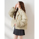 TonLion 2025 winter women's stand-up collar horn button solid color ultra-short cotton coat