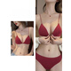 Victoria's Style Sexy Secret Red Underwear Women's Small Breast Gathering Autumn Thin No Wire Ring Front Buckle Bra Cover Burgundy - Suit M Suitable for 75 thong cup One Size