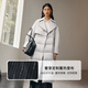 Ai Lai windbreaker down jacket women's fashionable temperament long detachable belt slimming warm goose down jacket architectural gray M