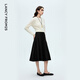Langzi Wool A-line Black Hepburn Style Skirt Temperament Versatile Commuting Style Midi Long Skirt 2025 New Black M