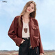Baitu Betu Frauenkleidung 2025 Herbst neue Kurzjacke Temperament Trendy Arbeit Taschenjacke für Frauen 2509T15 Rost Red M (Rusty Red Pre-Sale 09/21 Sendung)