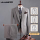 L Lilang's men's suit business formal wear wedding groom's dress new style casual suit jacket men's khaki suit + vest + pants 2XL