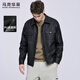 Mark Huafei Lapel Jacket Men's 2025 Autumn New Topstitched Casual Handsome PU Leather Jacket Men's 1095 Black 001 M 170