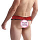 Men's sexy underwear thong T-pants mesh open crotch skirt underwear sexy fabric soft red uniform size