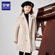 Luo Meng girls double-sided wool coat autumn and winter style children's style mid-length thick woolen coat milk tea white 130