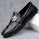 Ink kiss him and her live broadcast crocodile pattern beans shoes lazy driving shoes British casual men's leather shoes cowhide 15888 black 38