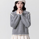 Fitma Gray Polo Neck Sweater Women's Thickened 2025 Spring and Autumn New Loose Bottoming Sweater Lapel Short Top Gray Thickened Model M Medium Size Recommended 100-120 Jin Jin equals 0.5 kg