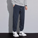 Luo Meng autumn and winter sports pants for men 2025 new fashion brand loose leggings sweatpants spring velvet casual long pants for men 668 navy blue regular 2XL recommended 135-150Jin Jin equals 0.5 kg