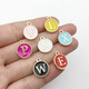 
1 DIY jewelry accessories double-sided oil drop bracelet earrings small pendant oil drop 26 English alloy pendant white double-sided oil drop English-12244 A