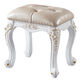 European French style solid wood dressing stool, carved makeup stool, white light luxury princess stool, dressing table stool, soft bag makeup stool, all solid wood, white buckle with gold finish
